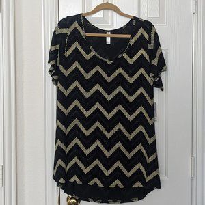 NWT Glittery LuLaRoe Black and Gold Classic T, Women's XL